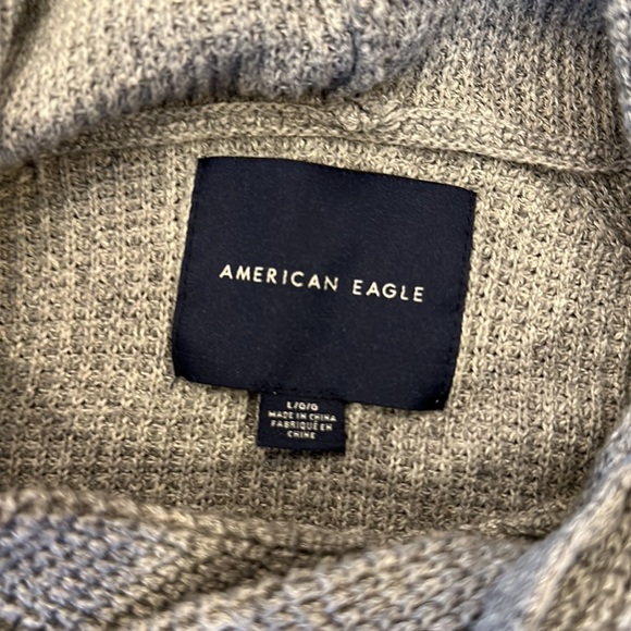 American eagle pullover hooded drawstring sweater size LT color blue grey - Picture 2 of 10